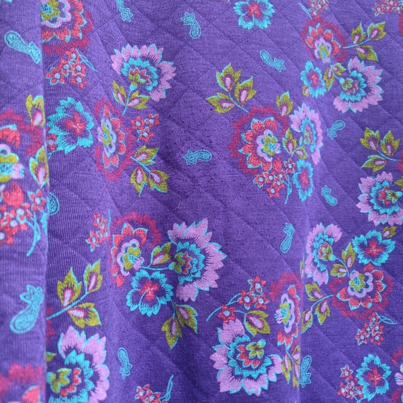 Vintage Gitano Purple Floral Quilted Collared Sweatshirt Size Small - Picture 5 of 7